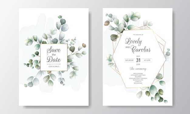 Vector beautiful hand drawn floral wedding invitation card