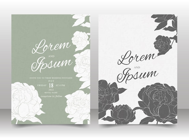 Beautiful Hand Drawn Floral Wedding invitation card