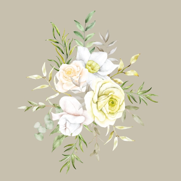 Bellissimo bouquet di fiori disegnato a mano