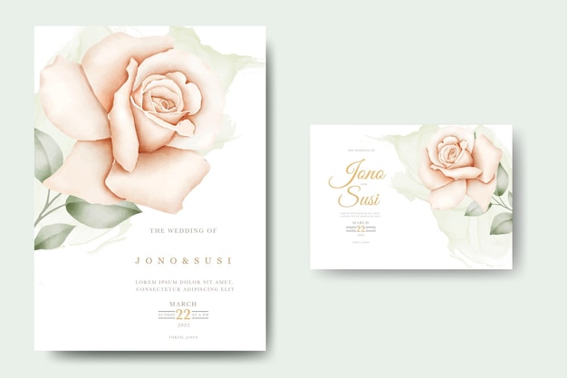 Beautiful hand drawn flower wedding invitation card set