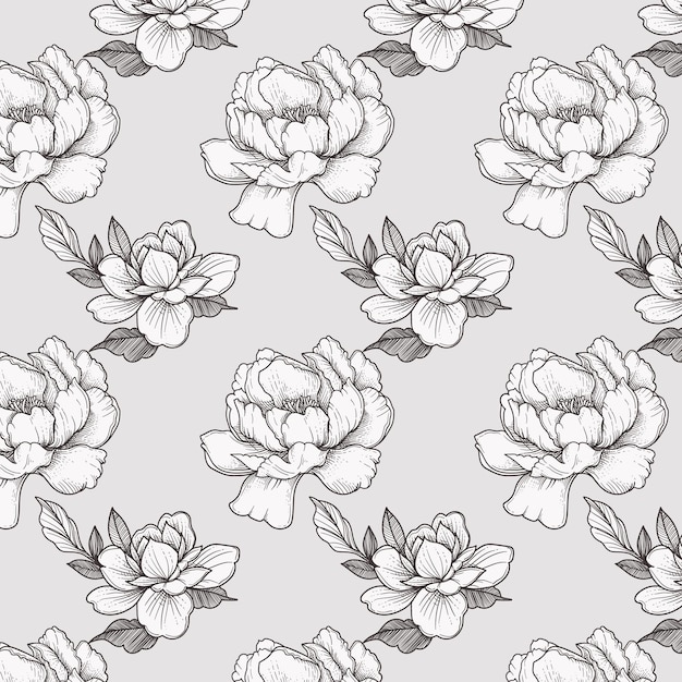 Vector beautiful hand drawn flowers pattern background