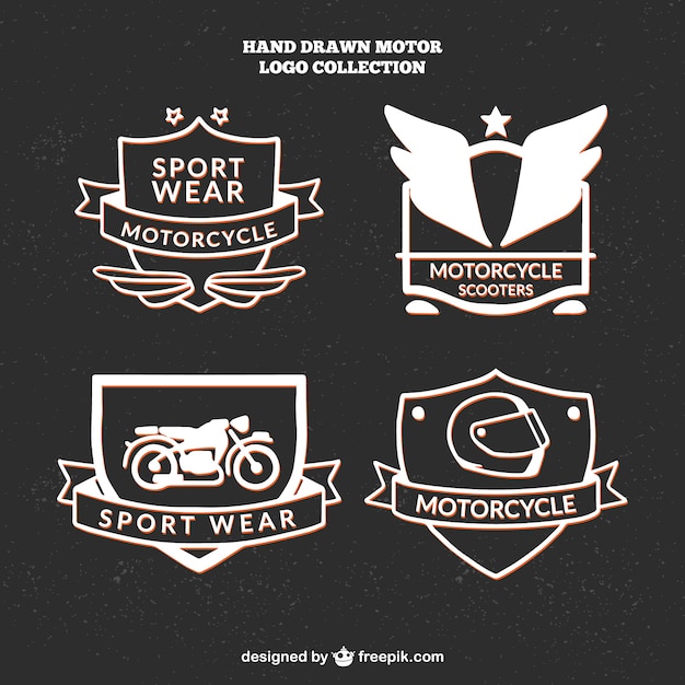 Vector beautiful hand drawn logos for motorcycle club