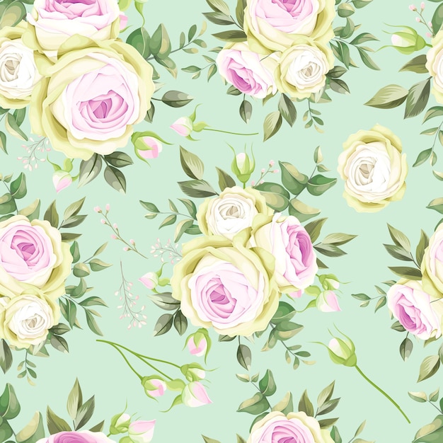 Beautiful hand drawn roses seamless pattern