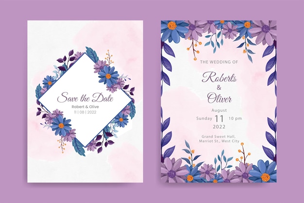 Beautiful hand drawn roses wedding invitation card