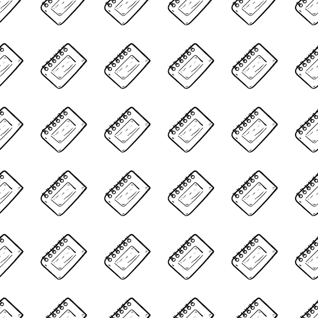 Beautiful hand drawn seamless pattern  fashion calendar icon. Hand drawn black sketch. Sign / symbol / doodle. Isolated on white background. Flat design. Vector illustration.