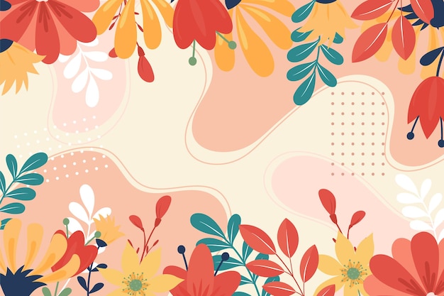 Beautiful hand drawn spring background with flowers