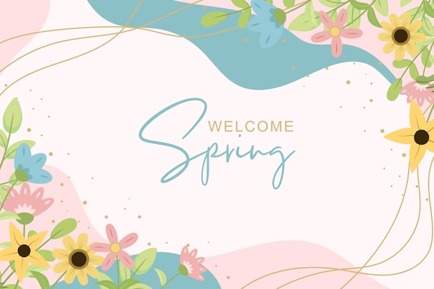 Vector beautiful hand drawn spring flower background