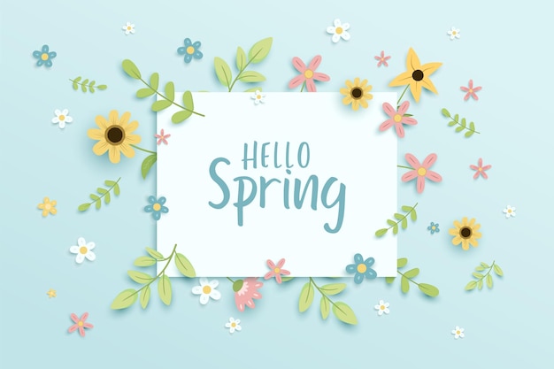 Vector beautiful hand drawn spring flower background