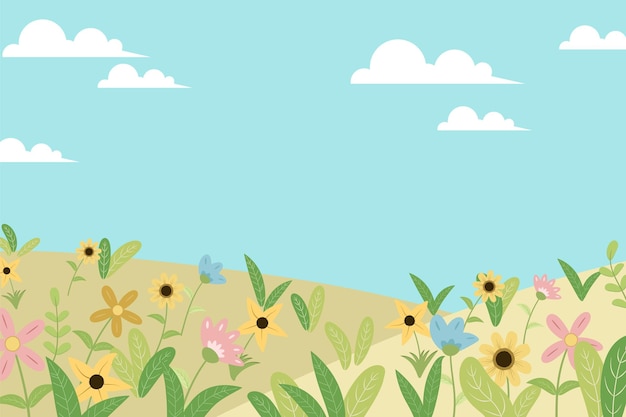 Vector beautiful hand drawn spring flower background