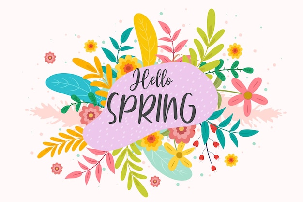 Vector beautiful hand drawn spring flower background