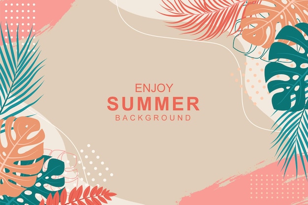 Beautiful hand drawn tropical summer background