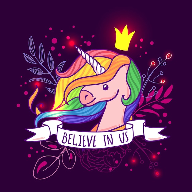 Beautiful hand drawn vector illustration unicorn Cartoon style Good for baby clothes