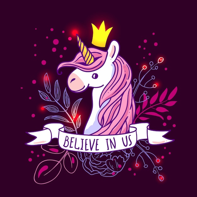 Beautiful hand drawn vector illustration unicorn cartoon style good for baby clothes