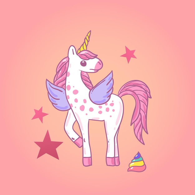 Beautiful hand drawn vector illustration unicorn doodle style