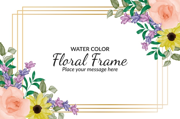 Beautiful hand drawn watercolor floral frame background with sample text template free vector