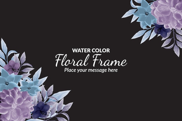 Beautiful hand drawn watercolor floral frame background with sample text template Free Vector