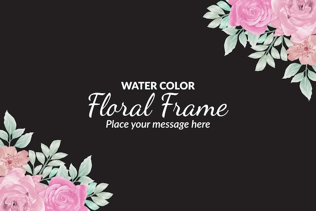 Beautiful hand drawn watercolor floral frame background with sample text template Free Vector