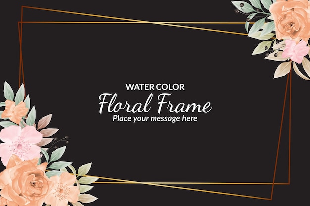 サンプルテキストテンプレート無料ベクトルで美しい手描き水彩花柄フレームの背景