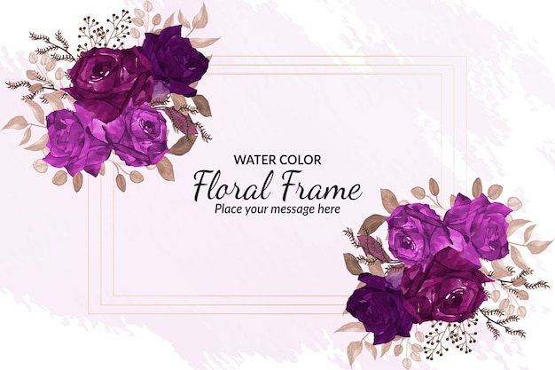 Beautiful hand drawn watercolor floral frame background with sample text template Premium Vector
