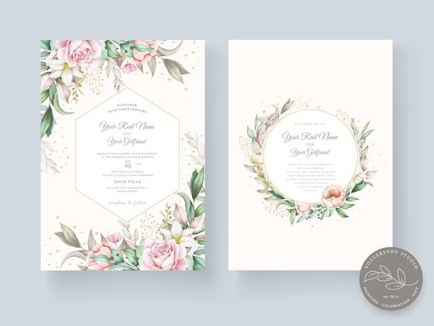 Vector beautiful hand drawn wedding card template