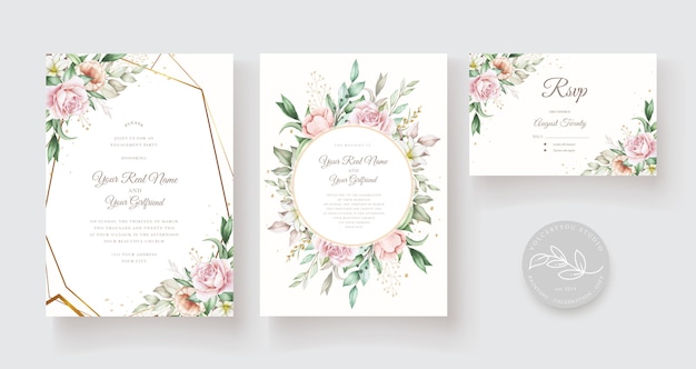 beautiful hand drawn wedding card template