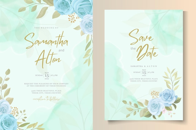 Beautiful hand drawn wedding invitation design set