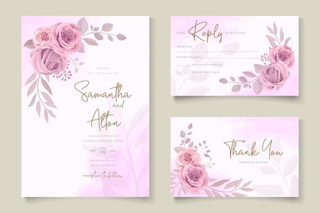 Beautiful hand drawn wedding invitation design set