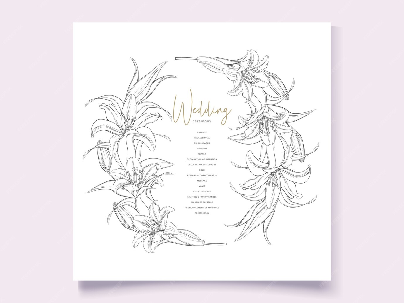 Premium Vector | Beautiful hand drawn wreath lily flowers