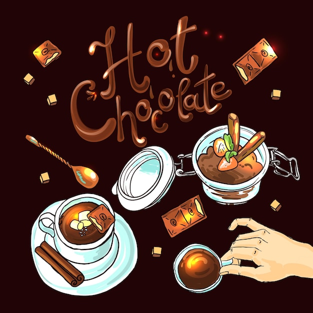 Beautiful hand drwan vector illustration hot chocolate