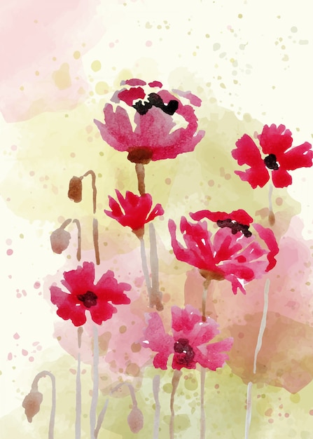 Vector beautiful hand painted floral background in watercolor style