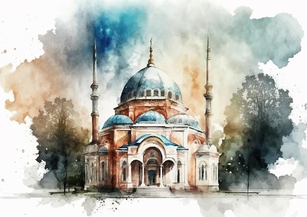 Beautiful Hand Painted Mosque Artwork