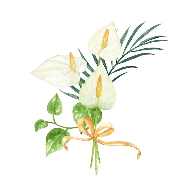 Vector beautiful handpainted watercolor calla lily arrangement