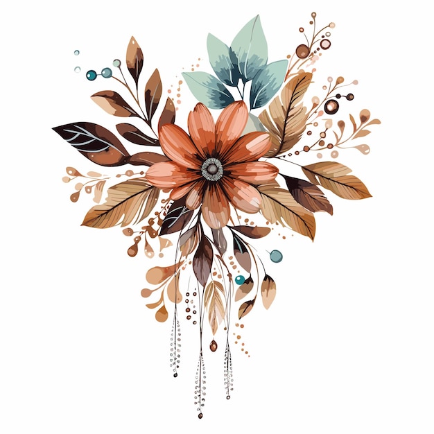 Beautiful Handrawing Boho Flower