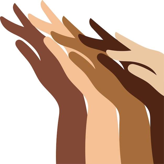 Vector beautiful hands of different races illustration