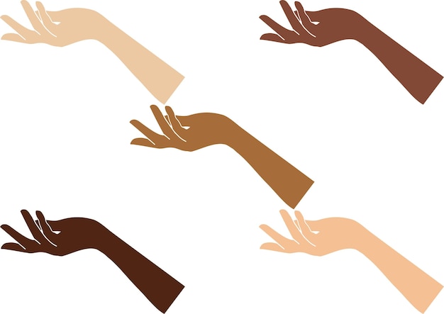 Vector beautiful hands of different races illustration