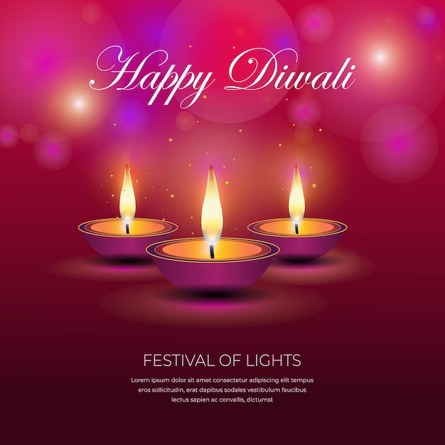Beautiful happy diwali diya decorative oil lamp card background