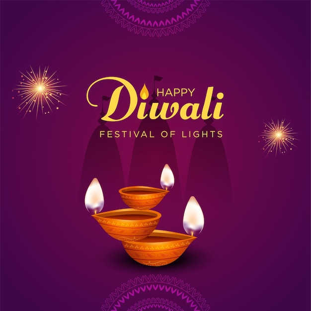 Bello modello di progettazione dell'insegna del festival indiano felice di diwali