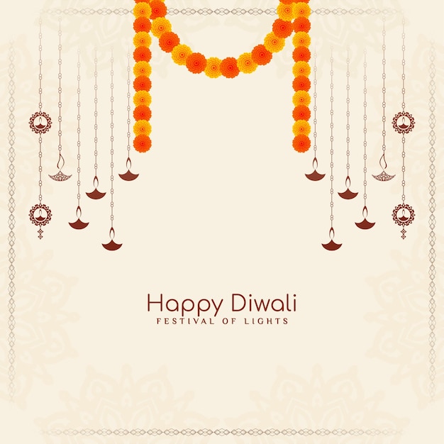 beautiful happy diwali religious indian festival background vector