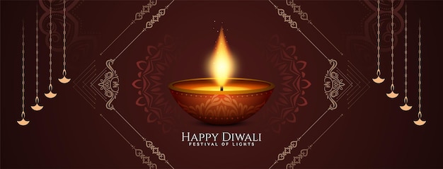 Красивый дизайн баннера празднования традиционного фестиваля Happy Diwali
