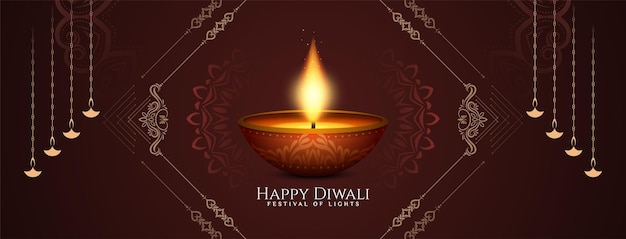 Beautiful happy diwali traditional festival celebration banner design