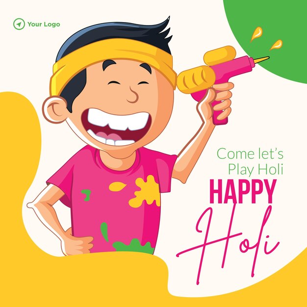 Beautiful happy holi festival banner design template