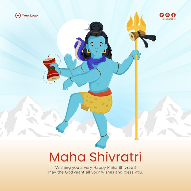 Bello modello di progettazione dell'insegna del festival indù felice di maha shivratri