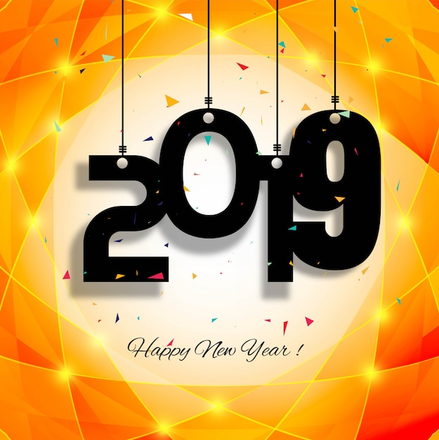 Vector beautiful happy new year 2019 text background