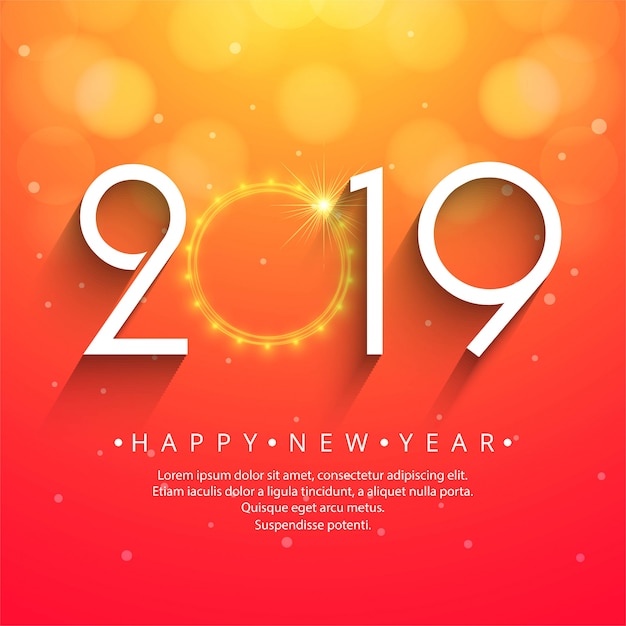 Beautiful Happy New Year 2019 text festival background