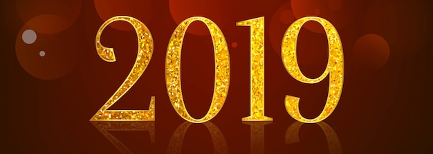 Beautiful happy new year 2019 text festival banner