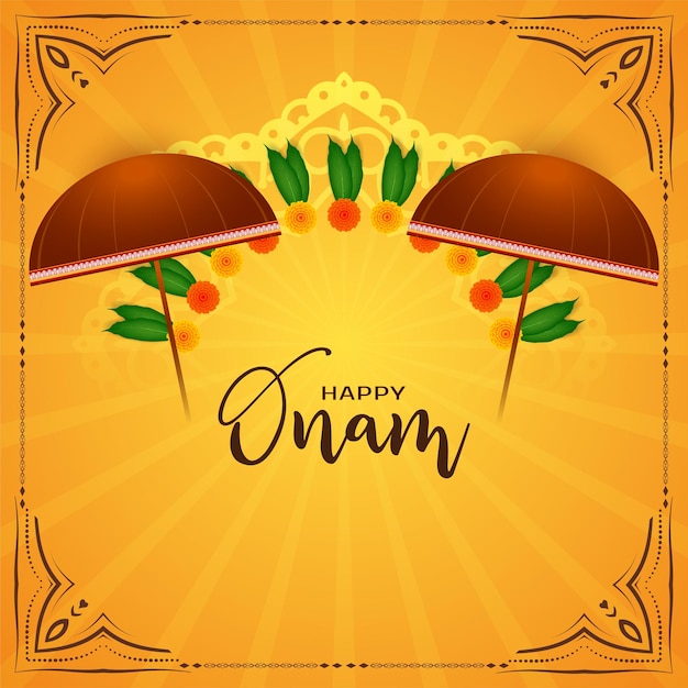 Vector beautiful happy onam cultural indian festival greeting background