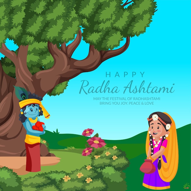 Beautiful Happy Radha Ashtami banner design template