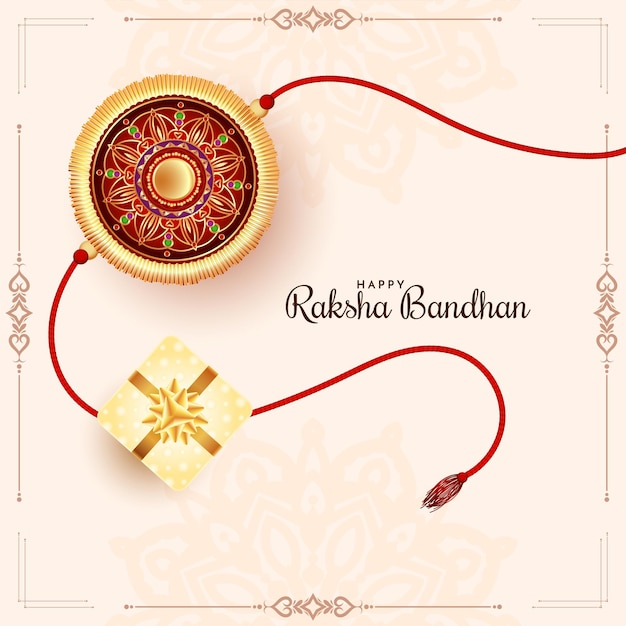 Vector beautiful happy raksha bandhan festival with rakhi design vector