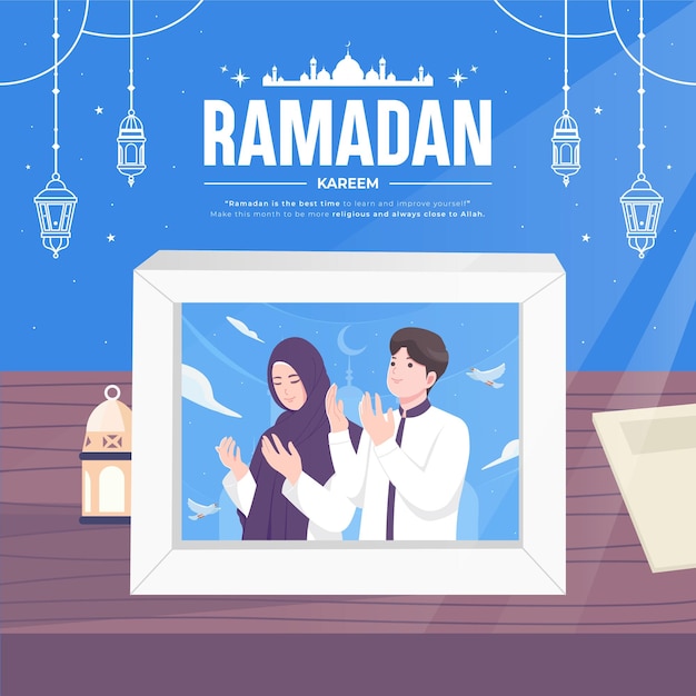 Beautiful happy ramadan mubarak concept illustration