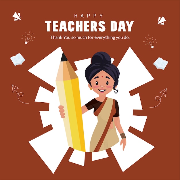 Beautiful happy teacher's day banner design template